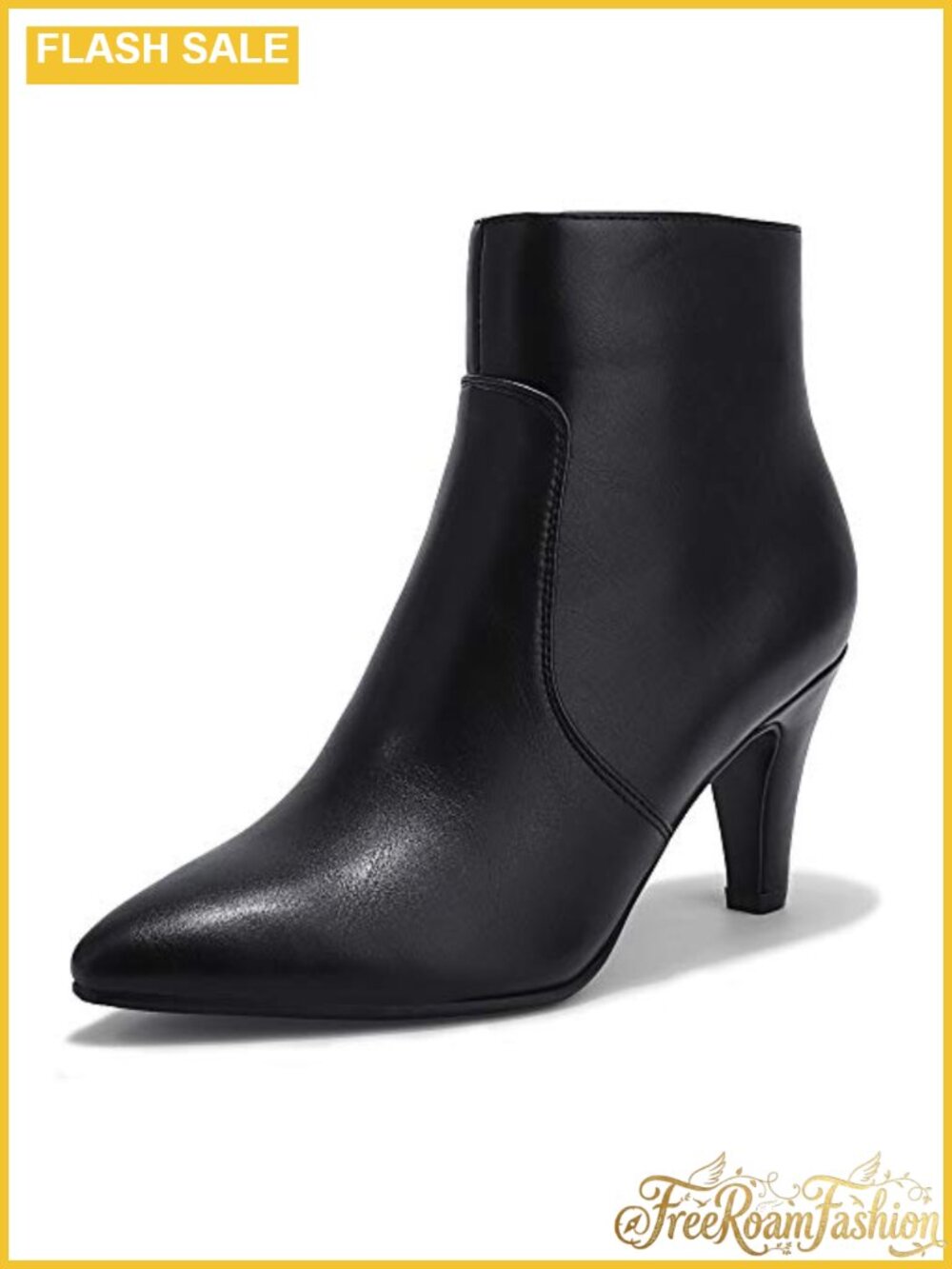 Pointed Toe Kitten Heel Ankle Booties Side Zip Short Boots